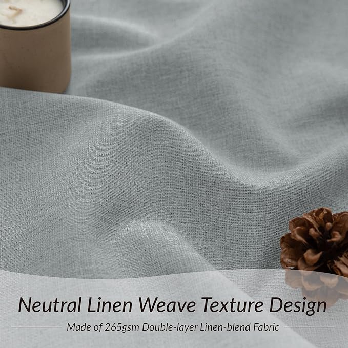 KangBang Pinch Pleated Grey Blackout Curtains 102 Inches Long, Linen Textured Noise Blocking Curtains for Living Room, Elegant Pleat Modern Drapes with Hooks,42" W x 102" L, Fog Grey,2 Panels
