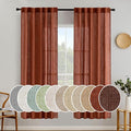 MIULEE Burnt Orange Fall Linen Curtains 37x72 Inch 2 Panels by MIULEE