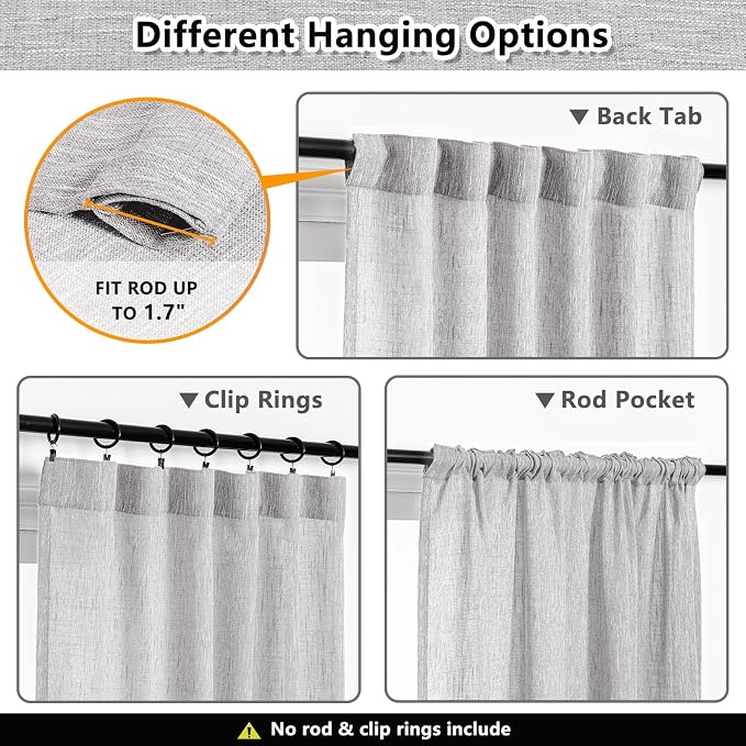 MYSKY HOME 108 Inches Long Ceiling Curtains, Light Filtering Boho Window Sheer - Image 3