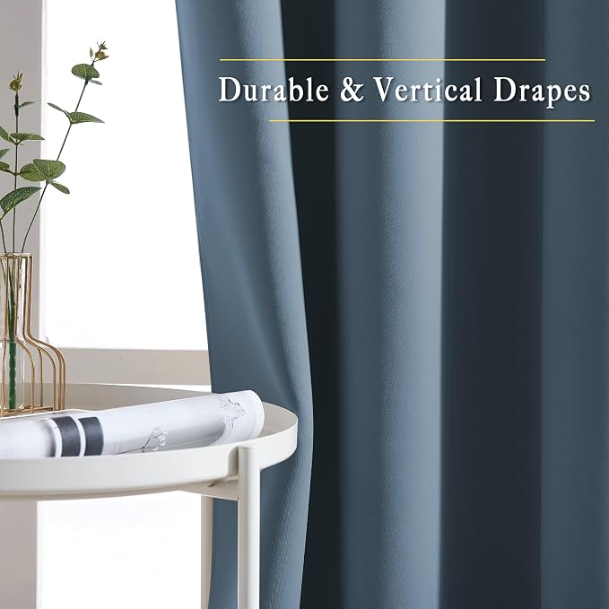NICETOWN Smoky Blue Curtains 84 inch Length 2 Panels, Grommet Thermal Insulated - Image 5