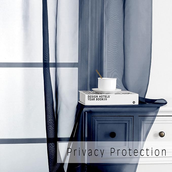 Sheer Curtains 45 inches Long for Kitchen Curtains, Rod Pocket Clean Selvedge - Image 2