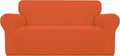 Easy-Going Stretch Loveseat Couch Covers Washable Orange | 1-Piece Loveseat by Easy-Going