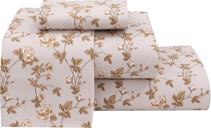 RUVANTI Flannel Sheets King Size - 100% Cotton Brushed King Size Sheets Set - Deep Pockets 16 Inches Bed Sheets - All Seasons Breathable & Extra Soft - Warm & Cozy, 4 Piece, Dazzale