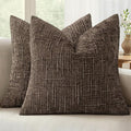 MIULEE Chenille Textured Fall Throw Pillow Covers Brown 20x20 Set of 2 | Slubby by MIULEE