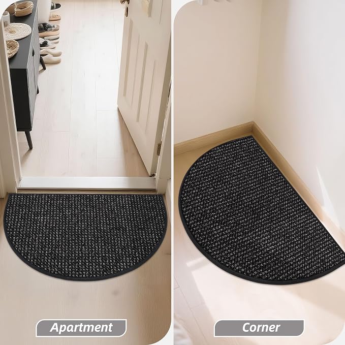 BEQHAUSE Dirt Trapper Door Mat 17" x 30" Half Circle Non Slip Rugs, Absorbent - Image 9
