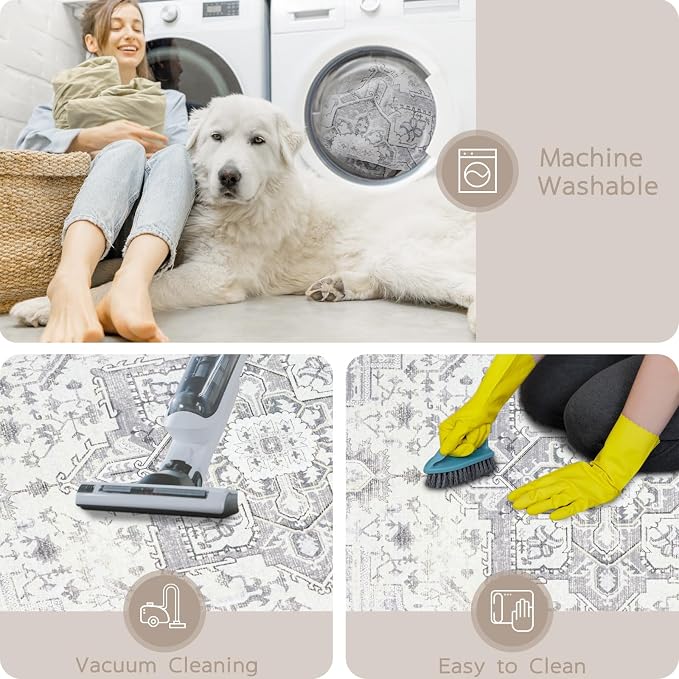 8x10 Washable Area Rugs for Living Room, Dining Room | Ultra Soft Faux Wool - Image 5