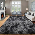 Area Rugs for Bedroom Living Room, Fluffy Tie-Dyed Dark Grey 4x6 Indoor Bedside by ONASAR