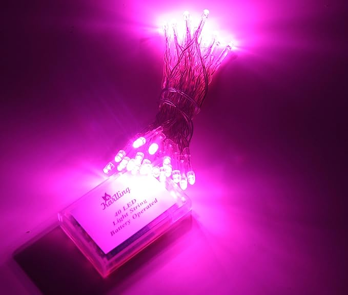 Karlling Battery Operated Pink 40 LED Fairy Light String Wedding Party Xmas Christmas Decorations(Pink,10 Pack)