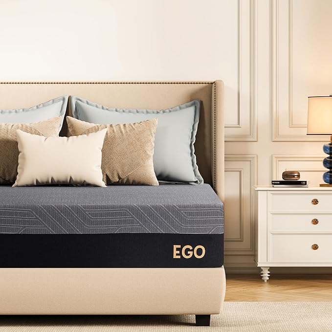 EGOHOME 10 Inch Twin Memory Foam Mattress for Back Pain, Cooling Copper Gel Bed in a Box, Foam Made in USA, CertiPUR-US Certified, Therapeutic Medium Firm, Daybed 38x75x10 Black