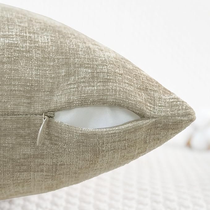 CaliTime Decorative Couch Throw Pillow Covers 18 X 18 Inches Light Taupe | Pack - Image 3