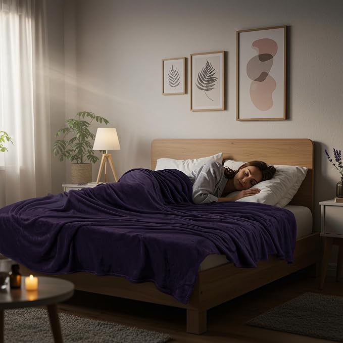 Utopia Bedding Ultra Soft Fleece Bed Blanket Queen Size Purple | Microfiber - Image 6