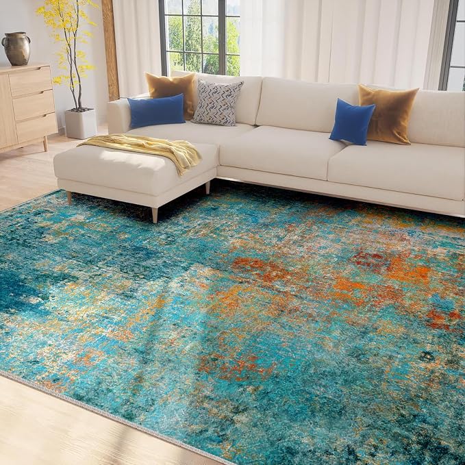 RELEANY Washable 7'x9' Abstract Area Rug - Image 8
