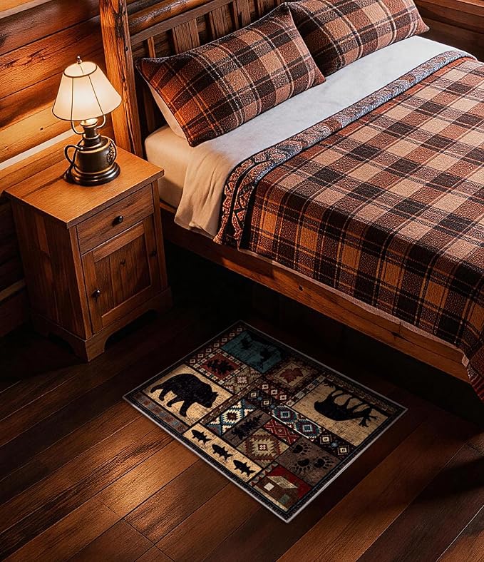 Washable Entryway Rug, 2x3 Rustic Cabin Area Rug, Non-Slip Indoor Door Mat - Image 6