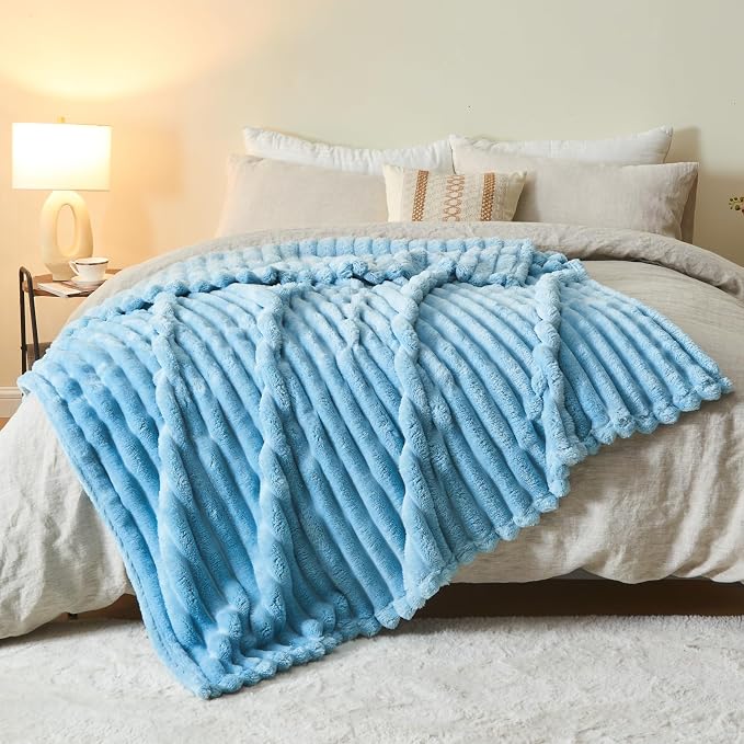 NEWCOSPLAY Fleece Ribbed Cozy Throw Blanket - Image 9