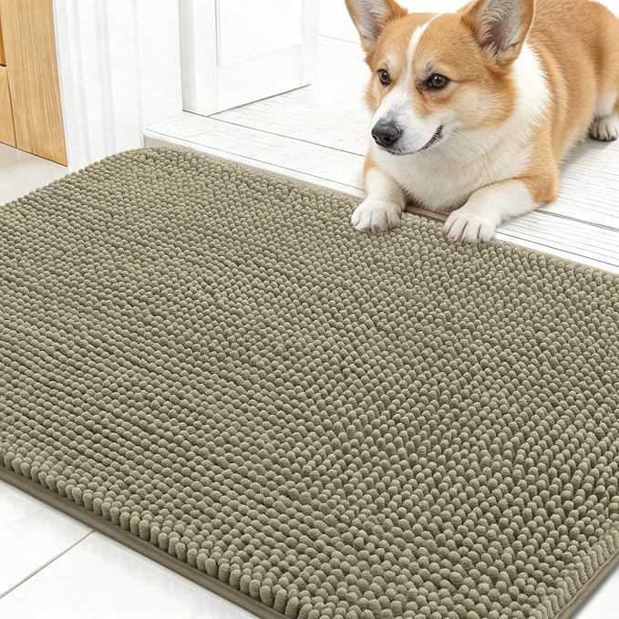 OLANLY Dog Door Mat for Muddy Paws 24x16, Super Absorbent Chenille Mud Mat | by OLANLY
