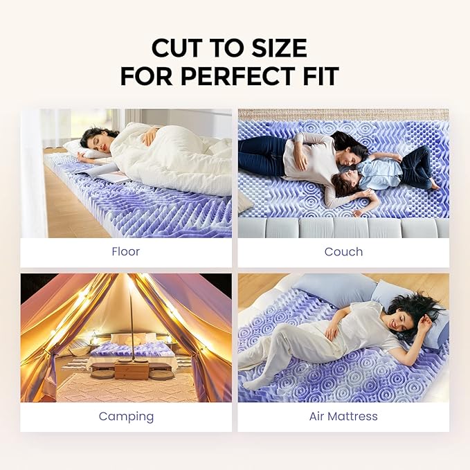 Dreamsmith 2 Inch 7-Zone King Memory Foam Mattress Topper, Cooling Gel Infused Foam Mattress Topper King for Pressure Relief, CertiPUR-US Certified