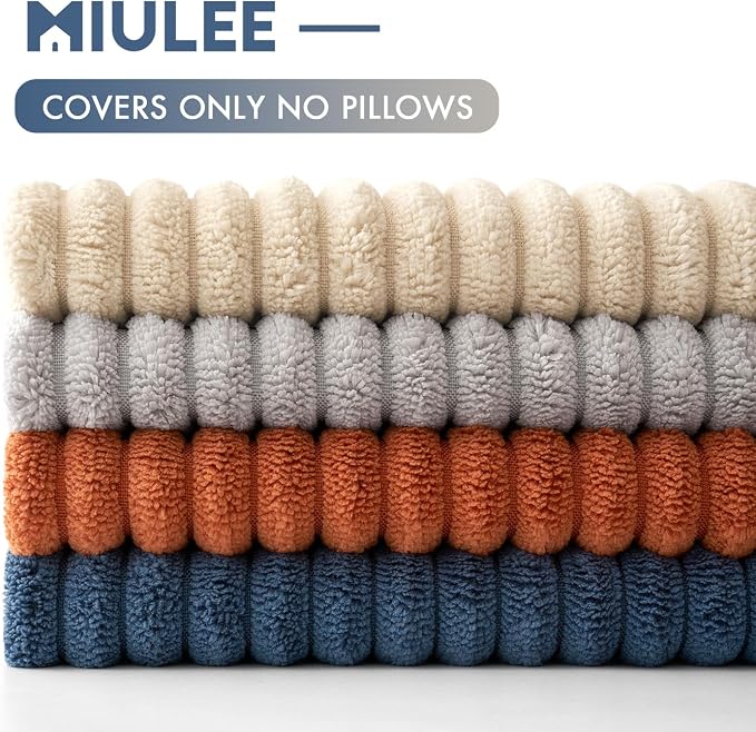 MIULEE Soft Corduroy Decorative Throw Pillow Covers Blue-Yellow 18x18 | Set of 4 - Image 6