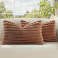 decorUhome Fall Faux Fur Throw Pillow Covers 12x20 Set of 2 Brown | Decorative by decorUhome