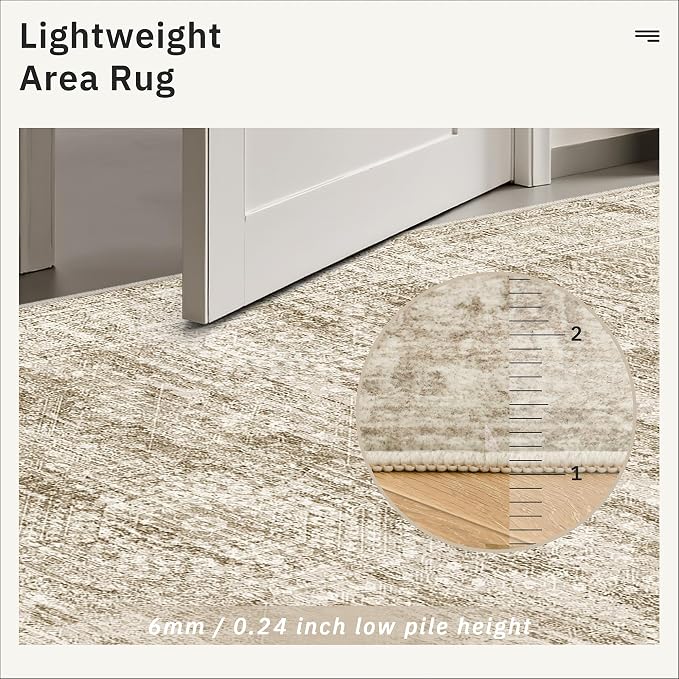Soalmost Washable 3x14 Hallway Runner Rug Non-Slip Kitchen Entry Rugs Brown | - Image 7