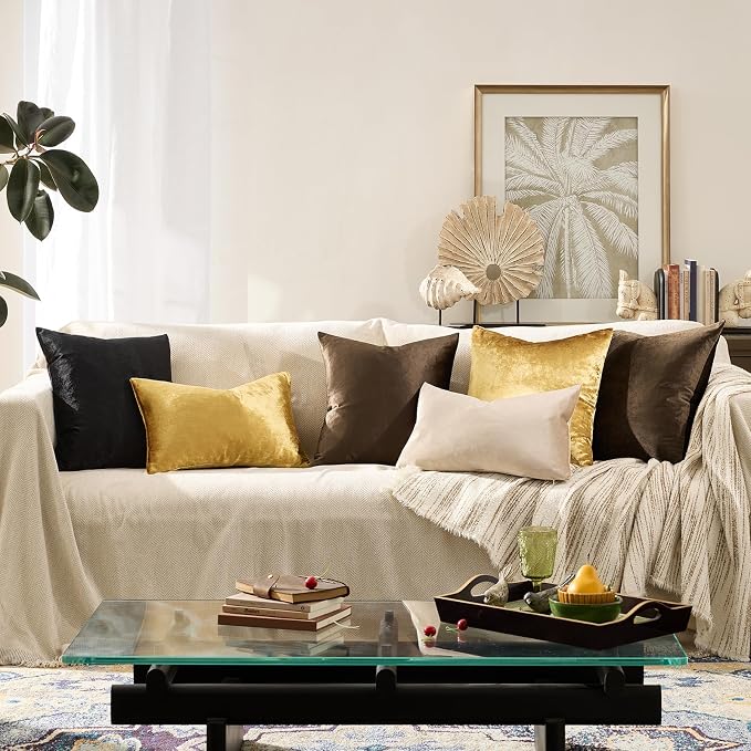 GIGIZAZA Brown Velvet Pillow Covers 24x24 Decorative Pillows Pack of 2 | Throw - Image 6