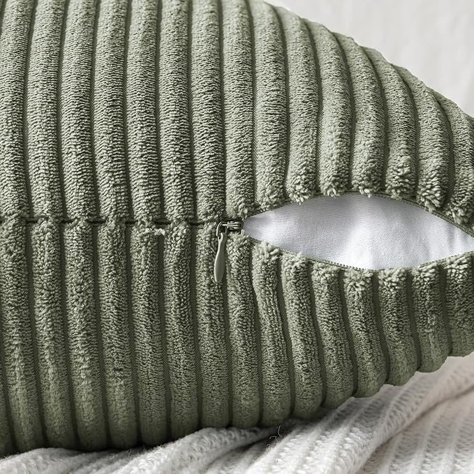 MIULEE Light Olive Green Decorative Throw Pillow Covers - Image 3