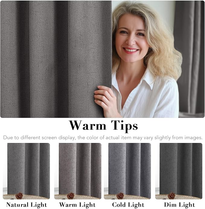H.VERSAILTEX Blackout Curtains Linen Curtains 120 inches Long 100% Black Out - Image 5