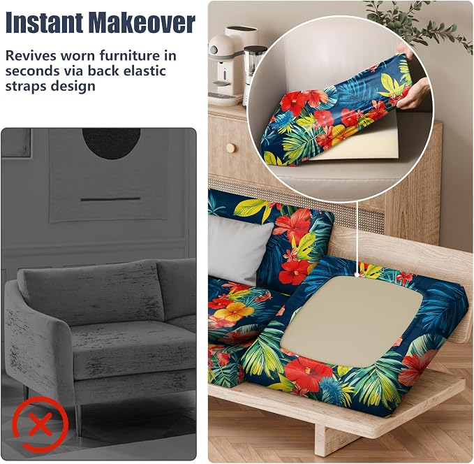 8Pcs Outdoor Cushion Covers, Stretch Patio Furniture Couch Chair Slipcovers | - Image 5