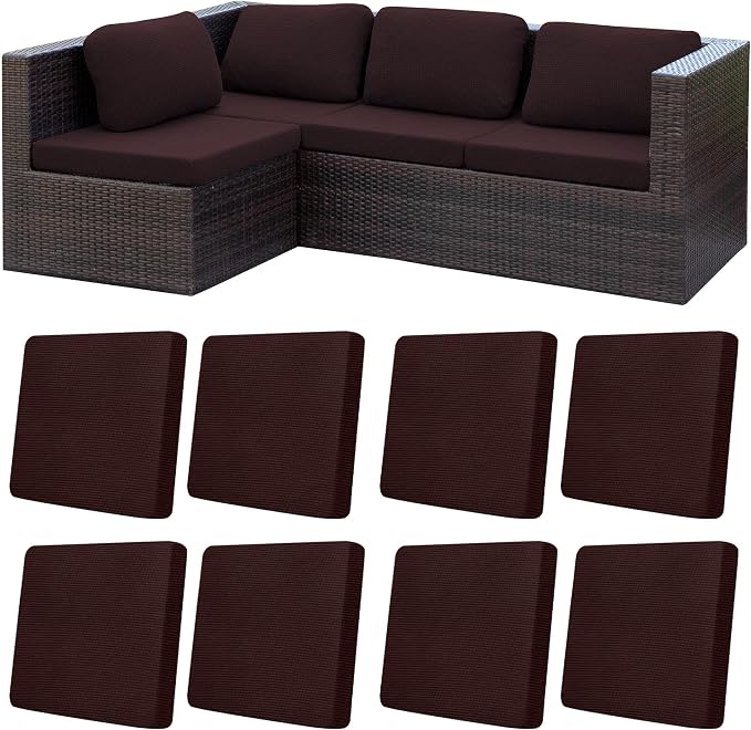 8Pcs Patio Cushion Covers, Outdoor Stretch Cushion Covers, Washable | Stretch by Unknown