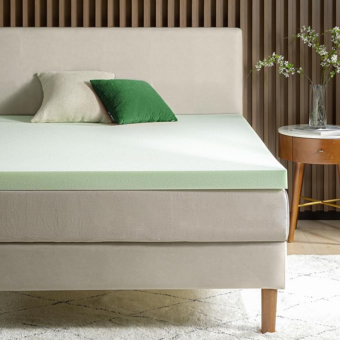 ZINUS 3 Inch Green Tea Memory Foam Mattress Topper, Smaller, More Convenient WonderBox Packaging, Pressure-Relieving Layers, CertiPUR-US Certified, Twin