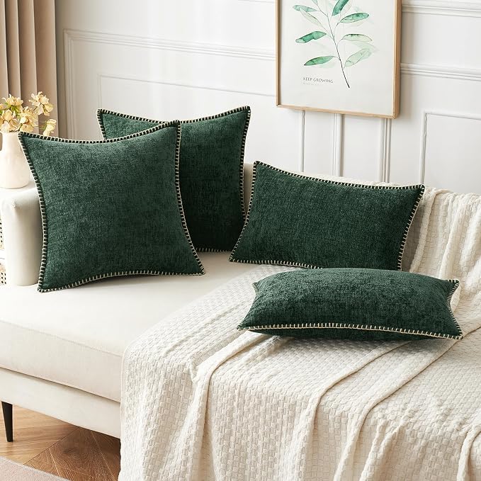 MIULEE Decorative Couch Throw Pillow Covers 18x18 Inch Dark Green 2 Pack | - Image 4