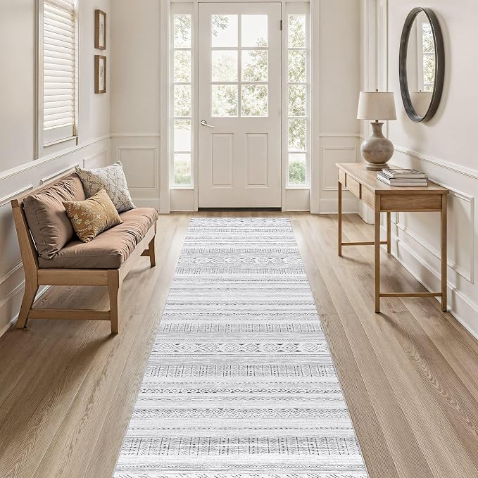 cotiled Hallway 2.6x8 Runner Rugs Washable Boho Rug Dark Grey | Stain Resistan - Image 6