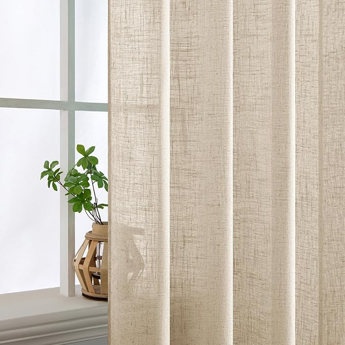 MIULEE Light Taupe Linen Curtains 52x96 Inches Long 2 Panels - Image 5