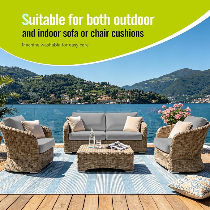 8Pcs Outdoor Cushion Covers, Stretch Patio Furniture Couch Chair Slipcovers | - Image 9