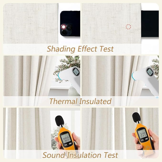 Extra Long 100% Blackout Linen Curtains - Image 5