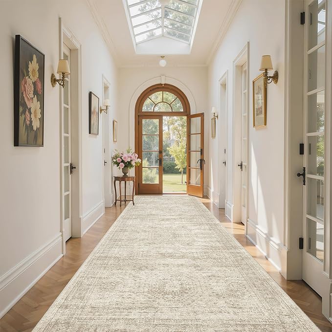 Soalmost Washable 4x12 Hallway Runner Rug Non-Slip Kitchen Entry Rugs Beige | by Soalmost