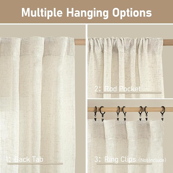 Semi Sheer Linen Window Curtains - Image 2
