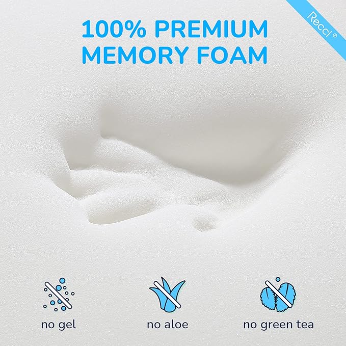 RECCI Memory Foam Mattress Topper, Pressure-Relieving Mattress Topper for Back Pain, Non-Slip Design with Removable & Washable Cover, CertiPUR-US Certified, 2 Inch Full