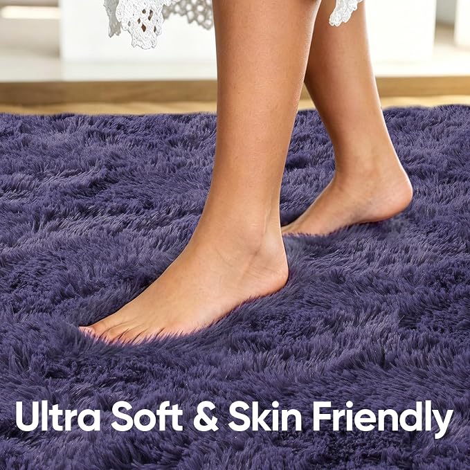 4'x5'3'' Taro Purple Fluffy Soft Area Rug Non-Slip - Image 5