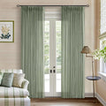 Sage Green Linen Curtains Pinch Pleated 84 Inches Long 2 Panels Set 40x84 | by Twodrapes