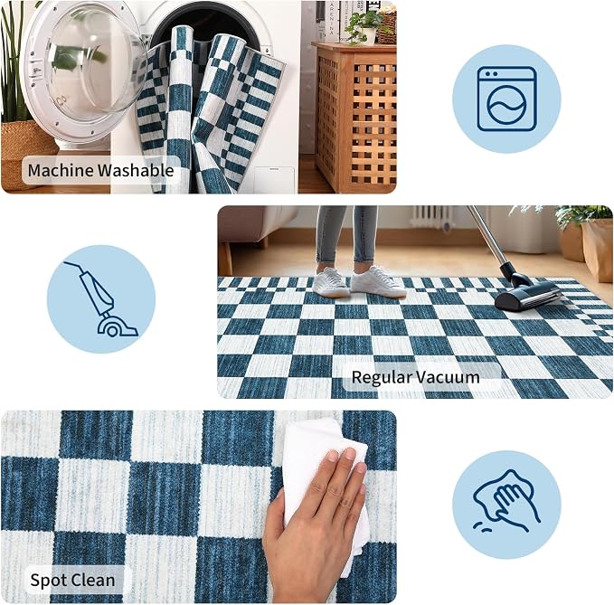 GarveeHome Checkered Washable 2x3 Rug Small Area Rugs Non-Slip - Image 8