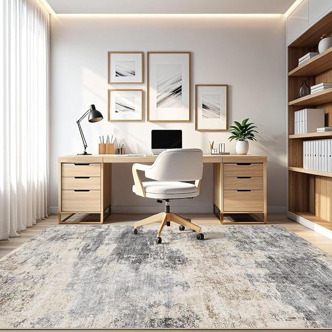 LOONGRUG 5x8 Area Rug Washable Neutral Modern Living Room Rugs Grey Brown | - Image 8