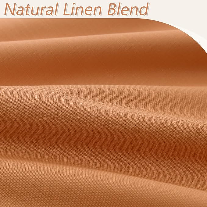 Orange 100% Blackout Linen Curtains 84 Inch Length 2 Panels Set - Image 5