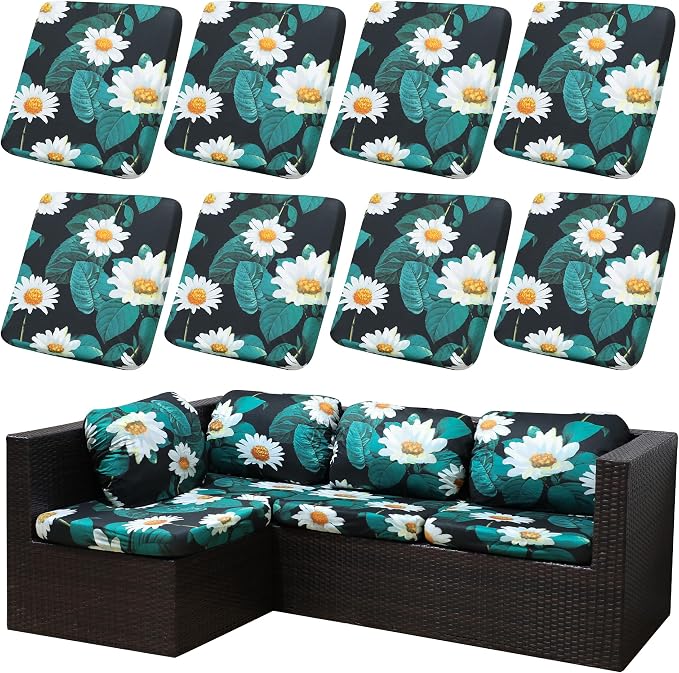 8PCS Patio Cushion Covers.Patio Furniture Couch SeatSlipcovers | Washable by SUKAIKEQA