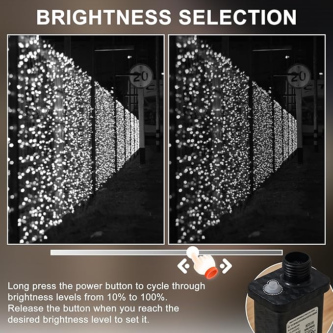 RPGT Christmas Light 1000 LEDs 336ft Green Cable Wire Fairy String Tree Twinkle Lights Plug in 12 Modes for Christmas Party, Outdoor, Garden, Wedding, Home Decoration (White)