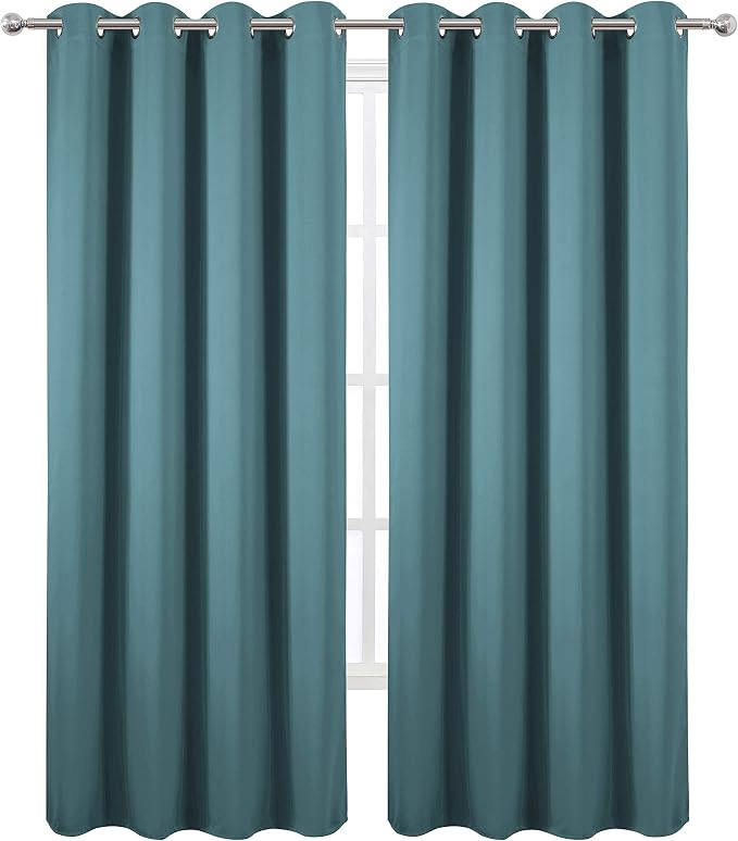 Sea Teal Thermal Blackout Curtains/52 x 108 Inch/Set of 2 Panels Room Darkening - Image 2