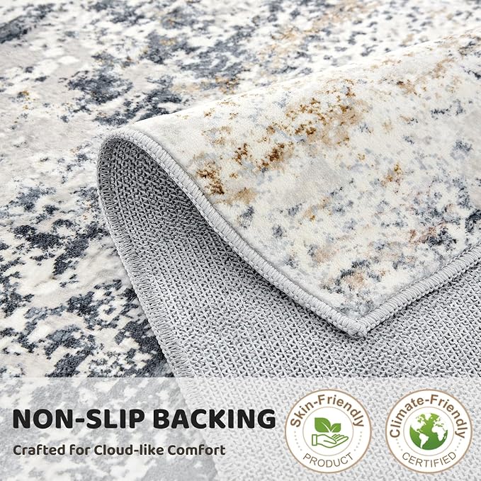 DMOYEST Washable Runner Rug for Hallway: 2x6 Neutral Modern Abstract Low Pile - Image 8