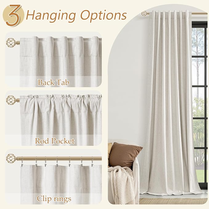 Extra Long 100% Blackout Linen Curtains - Image 6
