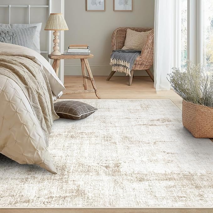 6x9 Area Rugs Washable Rug: Abstract Neutral Rugs Modern Non Slip Area Rug - Image 5