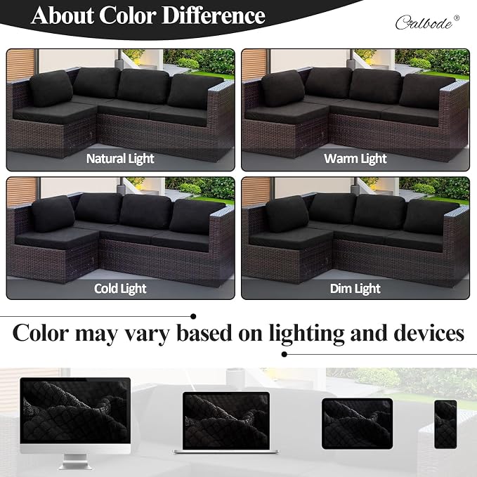 CALBODE 12Pcs Outdoor Stretch Cushion Covers, Waterproof Outdoor Chair Cushion - Image 5