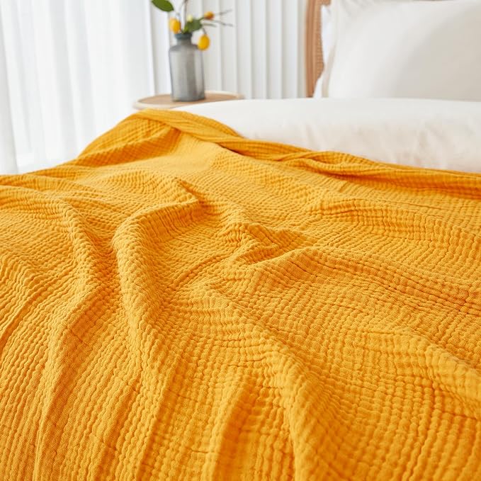 EMME Muslin Blankets for Adults Throw Blanket for Couch Breathable Gauze Soft - Image 4